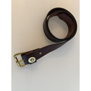 Orvis 12 Gauge Brass Shotgun Shell Brown Leather Belt Mens 38" USA Made  NWOT